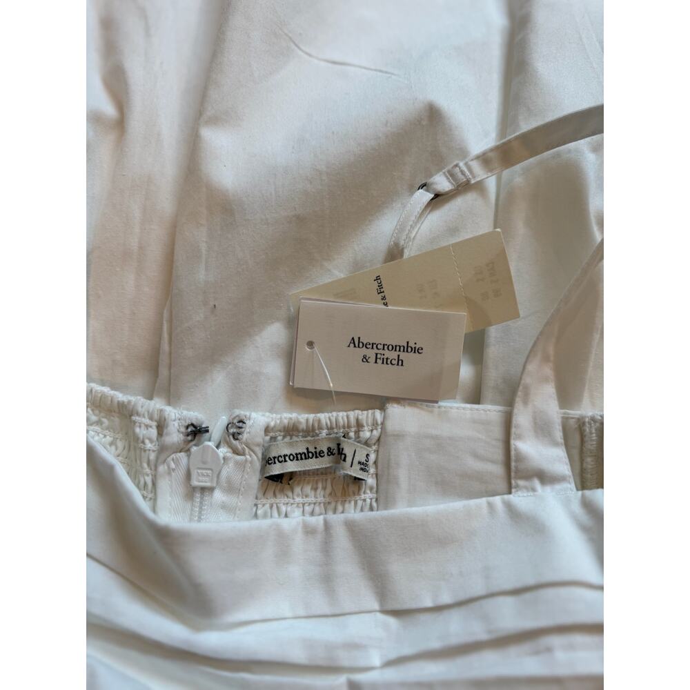 Abercrombie Fitch Emerson Poplin Mini Dress White S Bridal Shower Coquette NWT - Picture 4 of 16